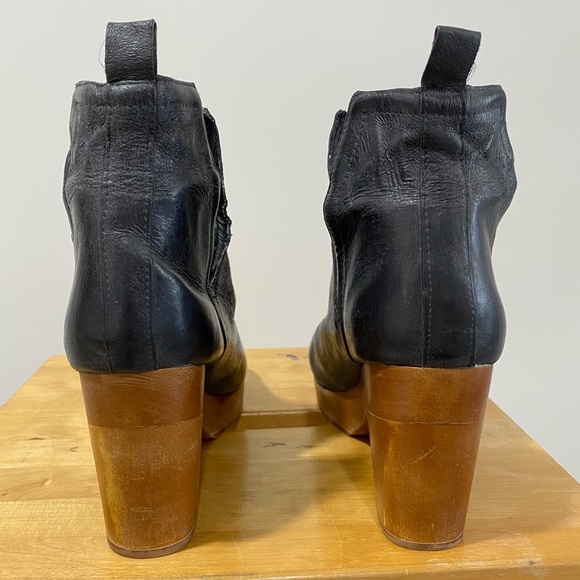 Jeffrey Campbell Black Leather Cutout Wood Heel Bootie ODELIA 10M - Picture 4 of 10